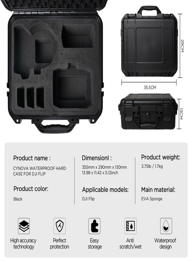 CYNOVA Waterproof Hard Case for DJI Flip and RC2/RC/RC-N3/N2/N1, Support 7 Batteries and Other DJI Flip Accessories [CASE ONLY] - Image 4